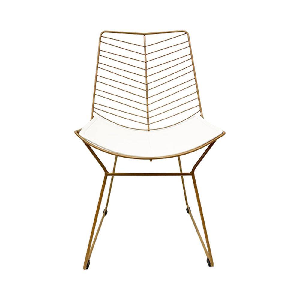 Cadeira Cozinha Bertoia Retrô cor Dourado fosco assento branco - Poltronas do Sul