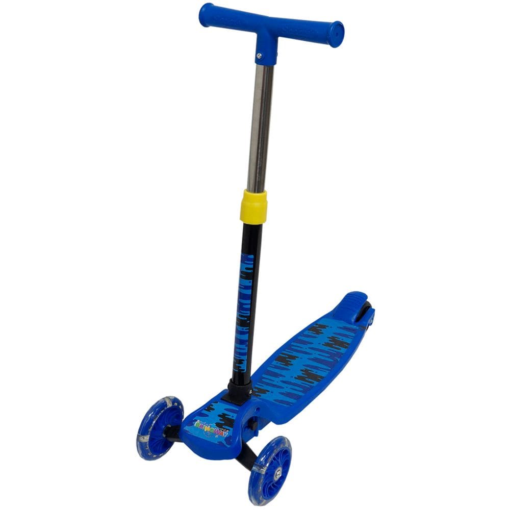 Patinete Infantil 3 Rodas em Pvc Freio Dobrável Altura Ajustável Menino Azul Importway Bw-283 Az