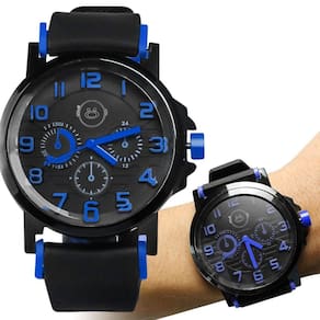 Relogio Masculino Qualidade Premium Aço Inox Preto Azul