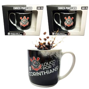 Kit 3Un Caneca Xicara Porcelana Preto Premium 300Ml Café
