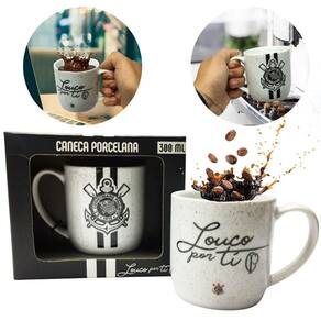 Caneca Xicara Porcelana Branca Premium Urban 300Ml Café