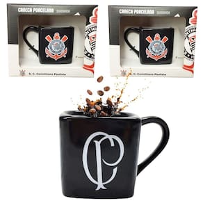 Kit 3Un Caneca Porcelana Xícara Quadrada 220Ml Café Preto