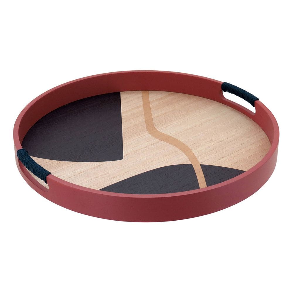 BANDEJA REDONDO MDF 4x40x40cm MARROM DECORATIVO PARA SERVIR