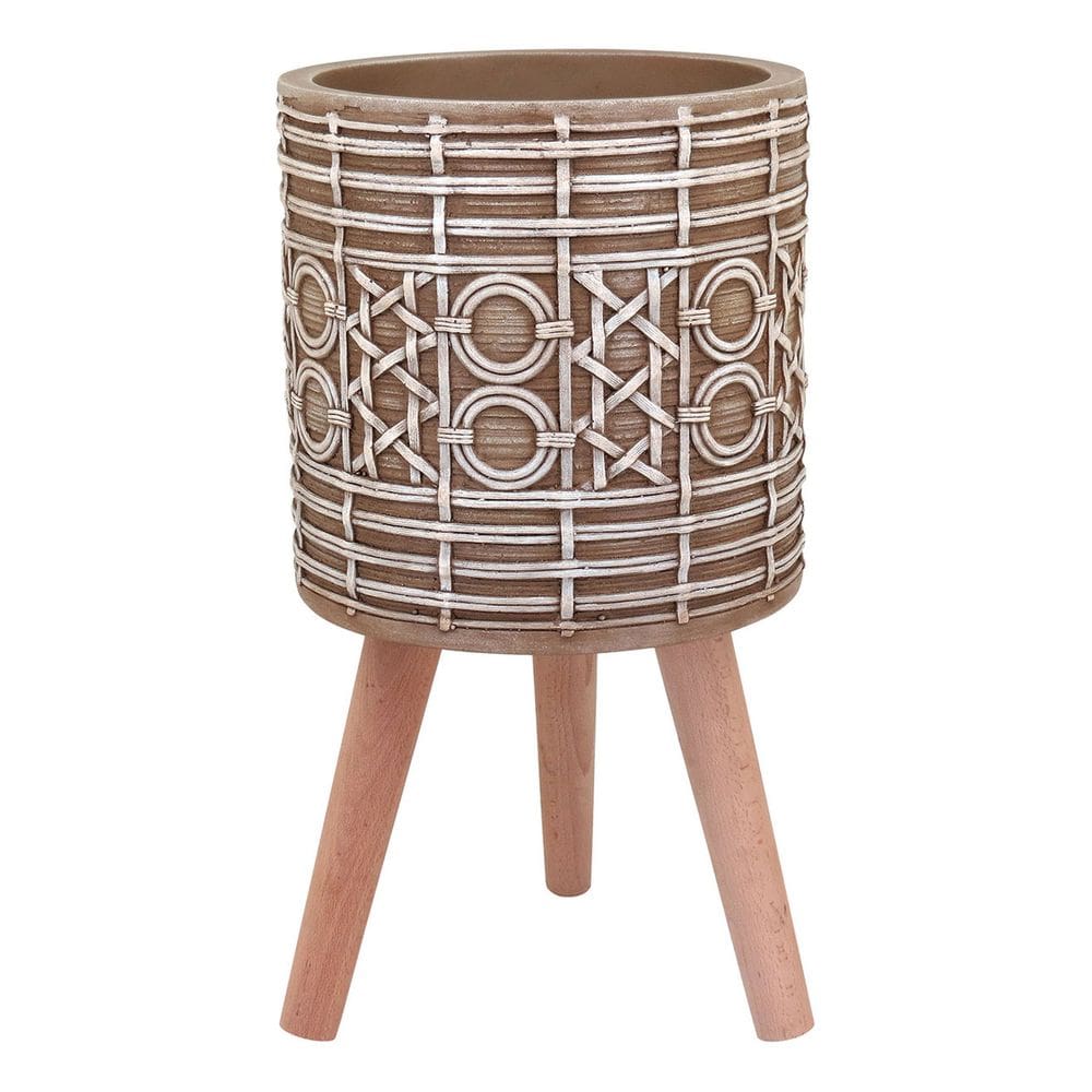 CACHEPÔ RESINA 54x30x30cm BEGE VASO DECORATIVO PLANTA