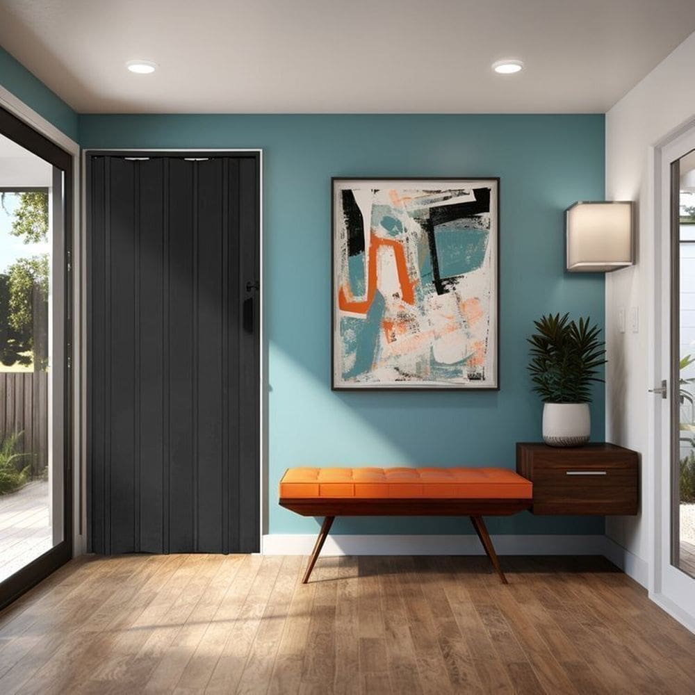 Kit com 3 Portas Sanfonadas Pvc 210x0,84cm Preto