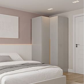 Guarda-roupa de Canto Reto Modular 95cm com Portas e Cabideiros Jade Cabecasa Madeiramadeira Cinza Urbano
