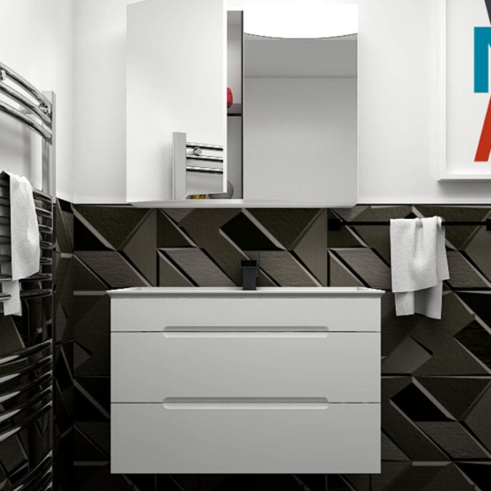 Gabinete de Banheiro com Cuba 80cm Jazz Mazzu Branco