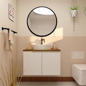 Gabinete para Banheiro Binário Tm 80 Mazu Branco/Ipê