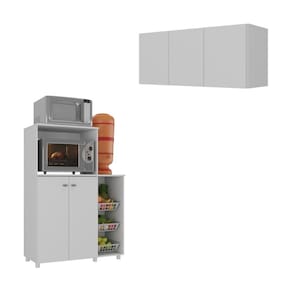 Kit Armário de Cozinha 3 Portas com Balcão Multiuso/Fruteira Multimóveis MP2235