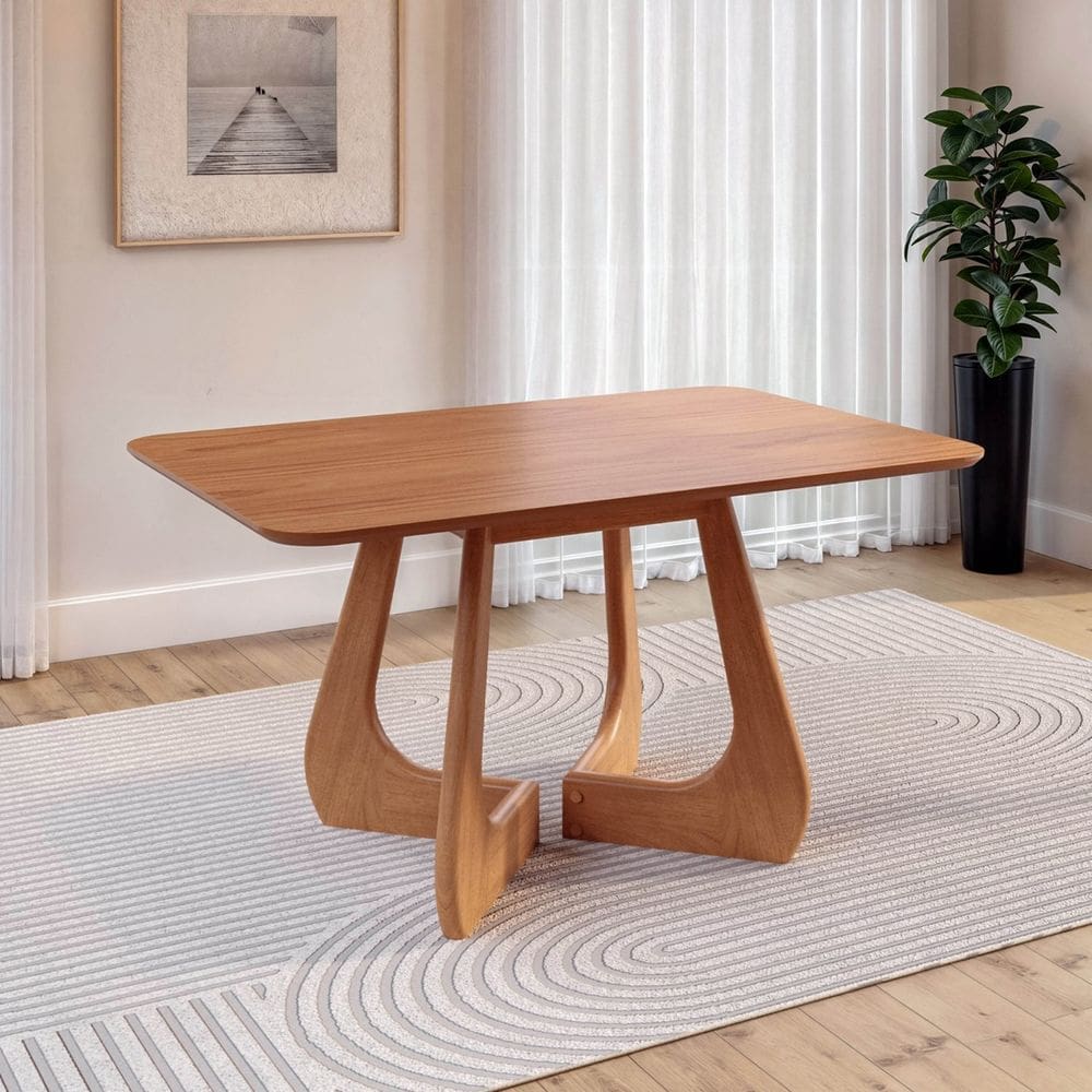 Mesa de Jantar Retangular 4 Lugares 140x90cm Paineira Cabecasa Madeiramadeira Champanhe