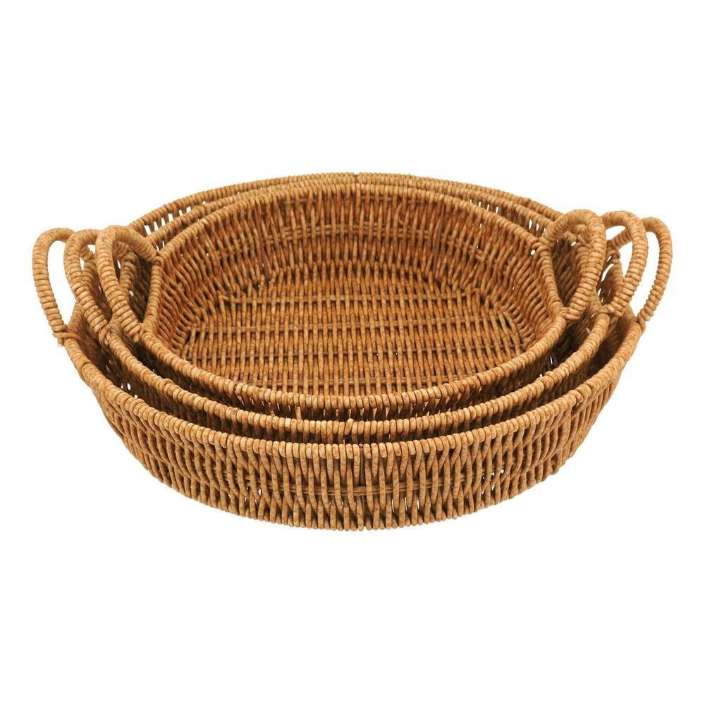 Jogo 3 Peças Decorativa Organizadora Cesta Plástico Natural
