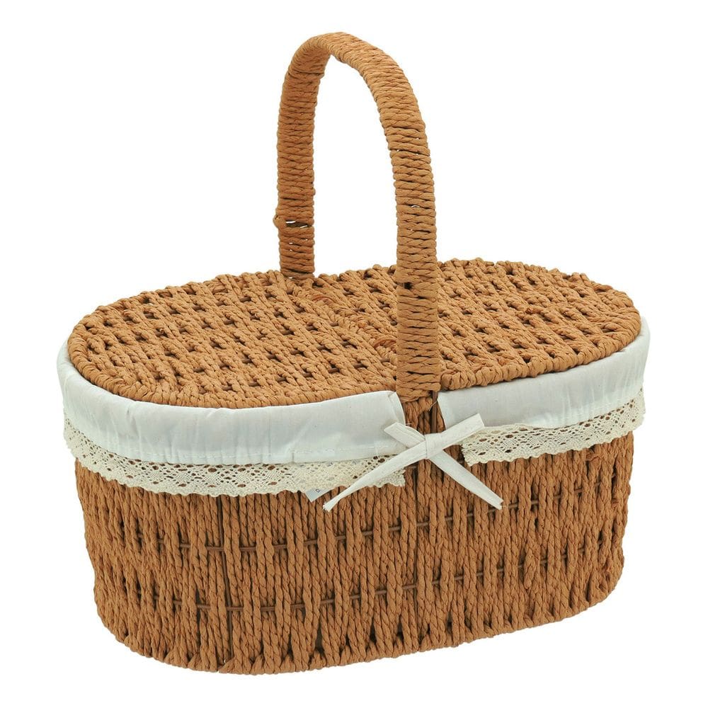Cesta Piquenique Fibra Decorativa Organizadora 24x35x17cm