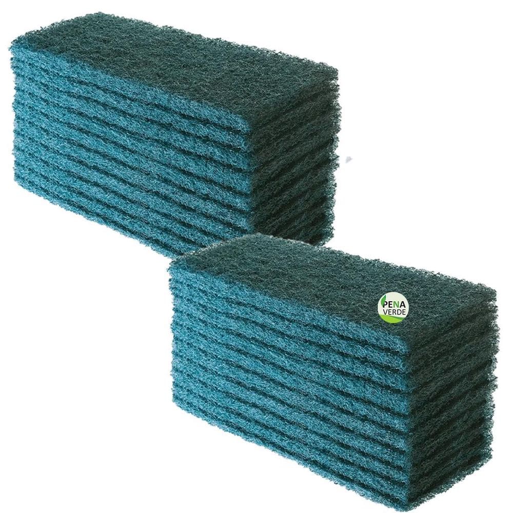 Fibra Limpeza Pesada Verde Piso 23 Cm X 10 Cm Kit 20