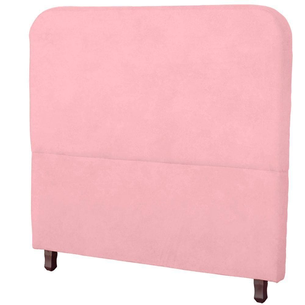 Cabeceira Casal Queen Estofada Para Cama Box Lizza Veludo Cor Rosa Bebe