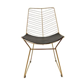 Cadeira Cozinha Bertoia Retrô cor Dourado fosco assento preto - Poltronas do Sul