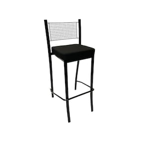 Banqueta alta para cozinha Empilhável preta assento em linho cor preto - Poltronas do Sul