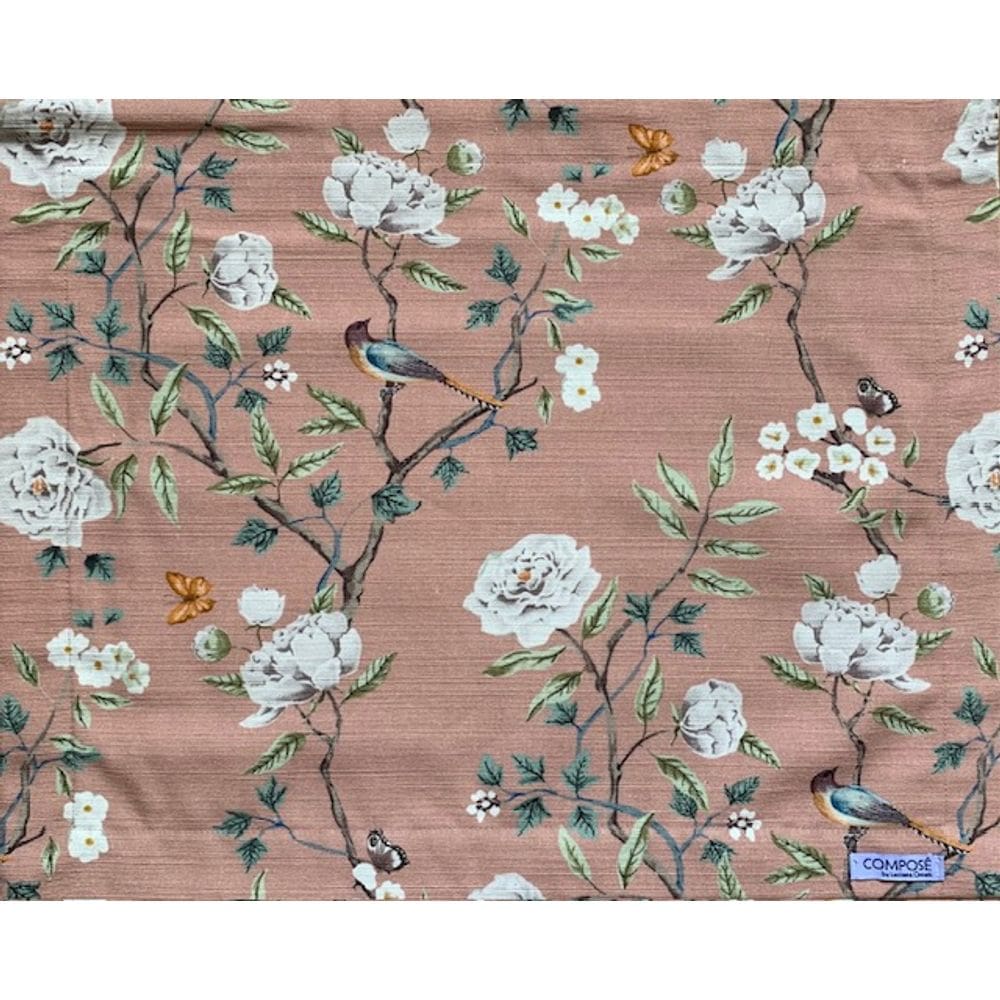 Jogo Americano Dupla Face Impermeável Flores e Passaros Rosa