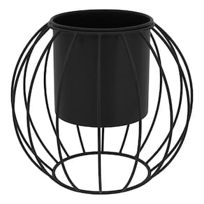 CACHEPÔ METAL 25x29x29cm PRETO VASO DECORATIVO PLANTA