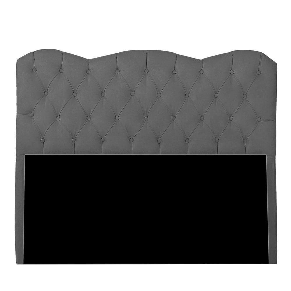 Cabeceira Casal Estofada Para Cama Box Verona Veludo Cor Cinza Chumbo