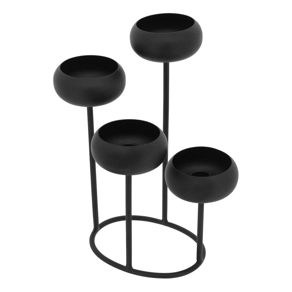CASTIÇAL 4 VELAS METAL 33x26x26cm PRETO DECORATIVO PORTA VELA