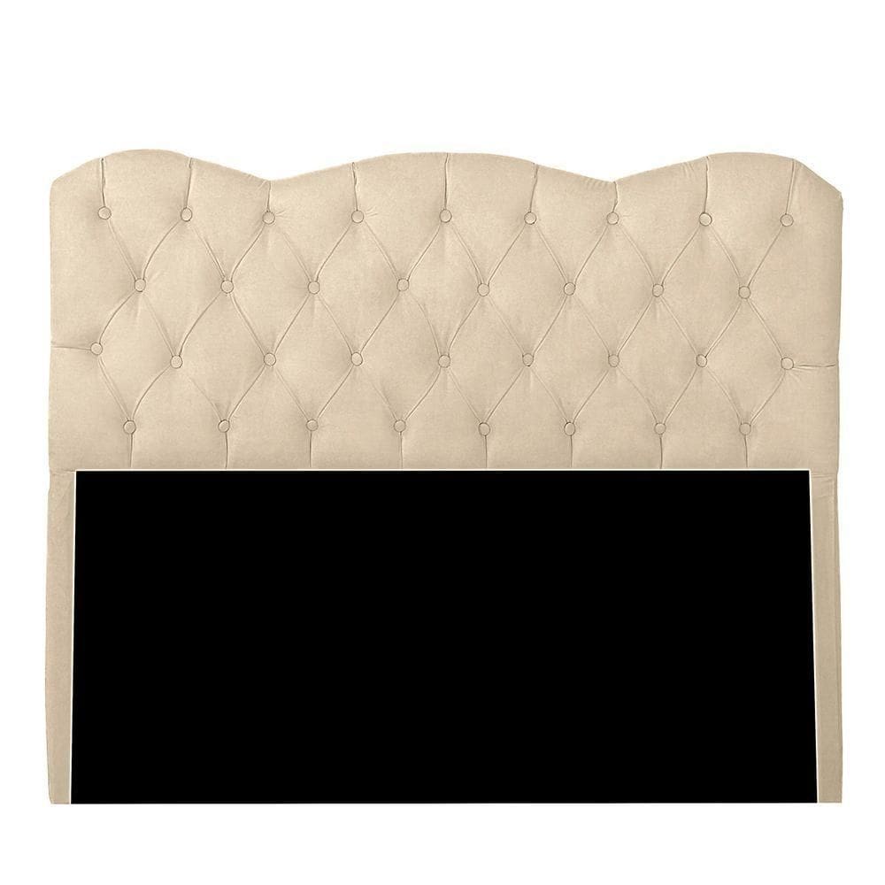 Cabeceira Casal Estofada Para Cama Box Verona Veludo Cor Bege
