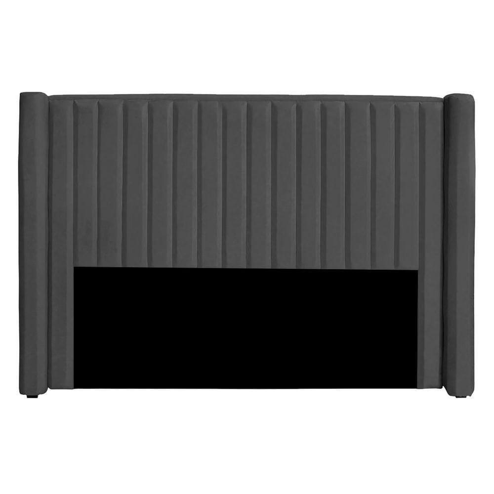 Cabeceira Casal King Size Estofada Para Cama Box Alicia Veludo Cinza Escuro