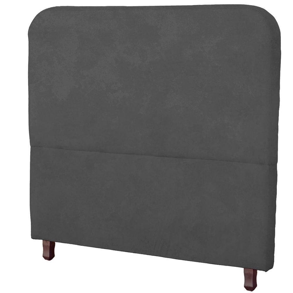 Cabeceira Casal Queen Estofada Para Cama Box Lizza Veludo Cor Cinza Chumbo