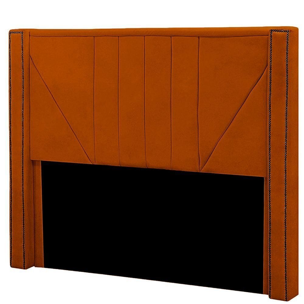 Cabeceira Casal Queen Estofada Para Cama Box Toronto Veludo Cor Terracota