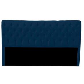 Cabeceira Casal Queen Estofada Para Cama Box Glass Veludo Cor Azul Marinho