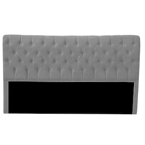 Cabeceira Casal Queen Estofada Para Cama Box Glass Veludo Cor Cinza Claro