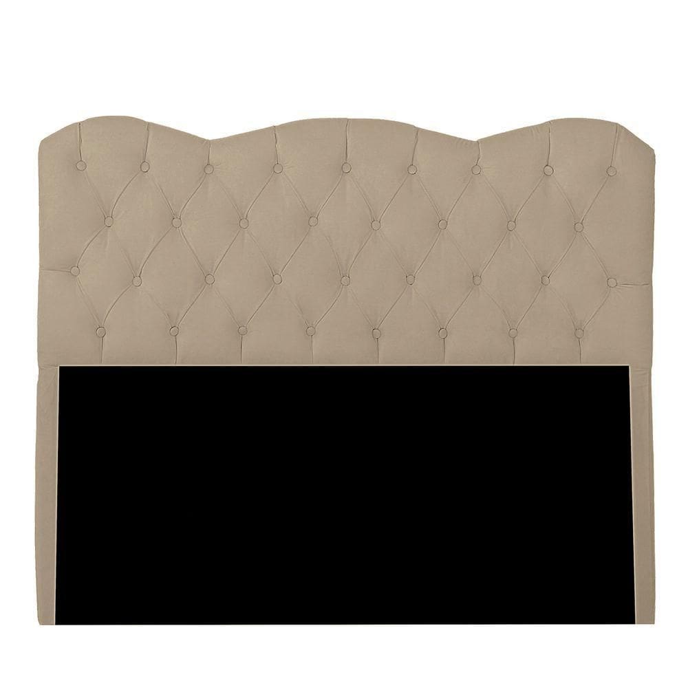 Cabeceira Casal Queen Estofada Para Cama Box Verona Veludo Cor Bege Médio