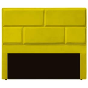 Cabeceira Casal Queen Estofada Para Cama Box Jade Veludo Cor Amarelo