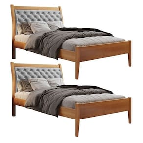 Conjunto 2 Cama Solteiro Vivare Amêndoa Mel/Cinza Claro
