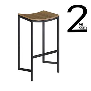 Conjunto 2 Banquetas Escama sem Encosto - Olmo/Preto