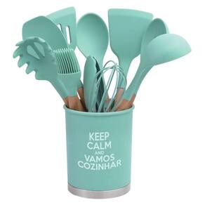 Kit Com 13 Utensílios De Cozinha Gourmet Silicone Livre BPA
