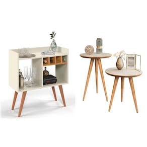 Aparador Buffet Adega Retro Rubi + Conjunto Mesa Apoio E