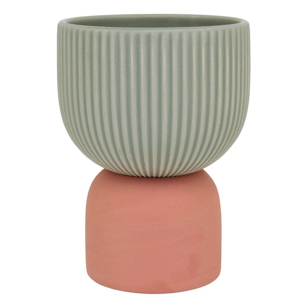 CACHEPÔ CERÂMICA 20x15x15cm VERDE VASO DECORATIVO PLANTA