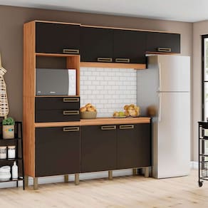 cozinha compacta briz 7 pt 2 gv preto e nature