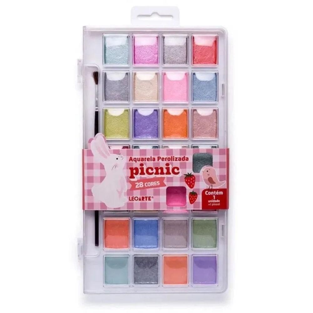 Aquarela Perolizada Picnic - 28 Cores - LeoArte AQUARELA PEROLIZADA PICNIC 72406 - LEO E LEO