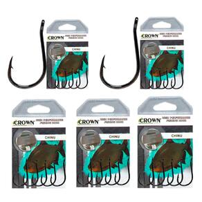 Kit Anzol Crown Chinu Black Super Resistente nº 1 ao 10 - 9 Cartelas 90 Unidades