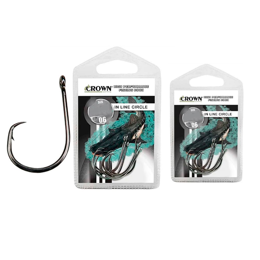 Kit Anzol Crown In Line Circle Black n° 6/0 8/0 - 2 Cartelas 6 Unidades Cada