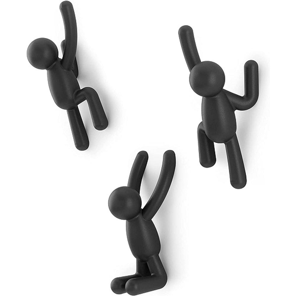 Buddy Conjunto Cabideiros de Parede 3 Peças Preto UMBRA