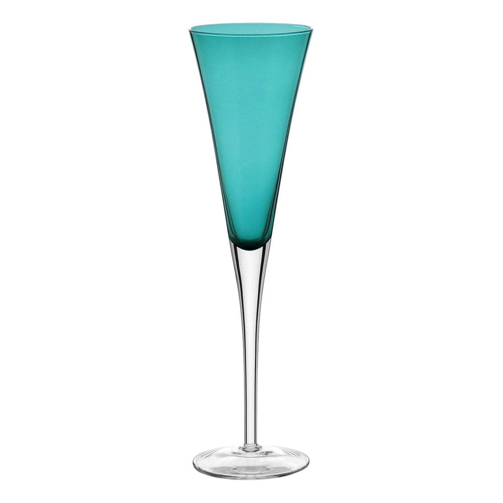 JG 6PÇ TAÇAS CHAMPANHE PÉ TRANSP VIDRO 210ml 28x7x7cm VERDE