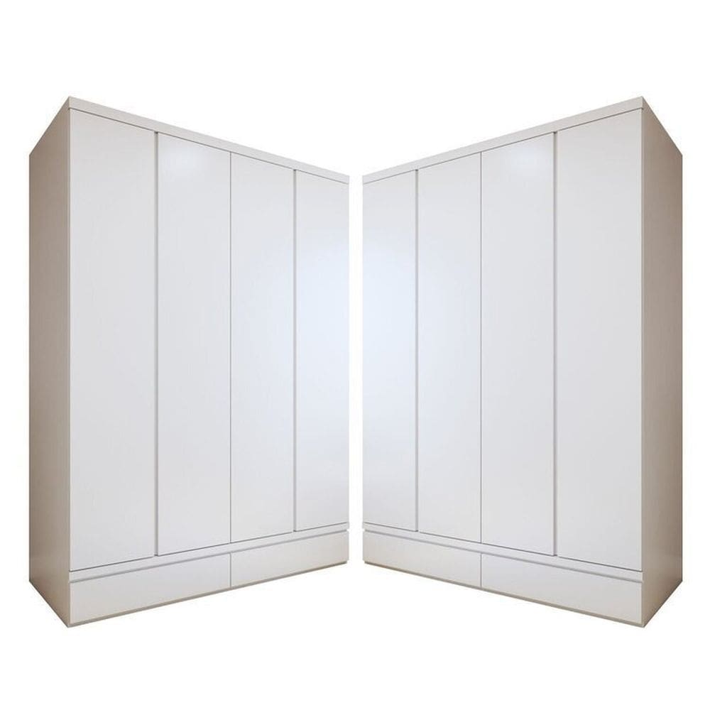 Conjunto 2 Guarda-roupa 4 Portas 3 Gavetas 100% Mdf Urbano Branco