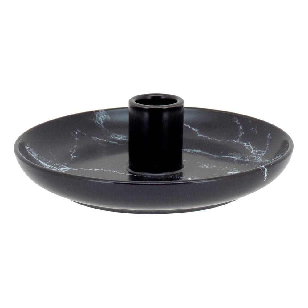 CASTIÇAL CERÂMICA 5x15x15cm PRETO DECORATIVO PORTA VELA