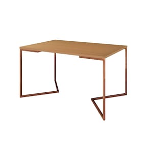 Mesa Jantar Industrial Retangular 137x90cm Canela Base Cobre V