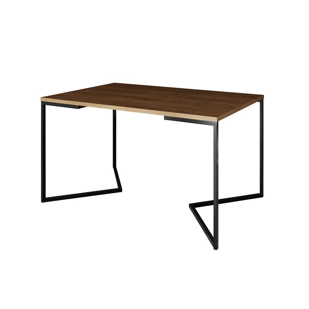 Mesa Jantar Industrial Amêndoa Retangular 137x90cm Base V Ferro Preto