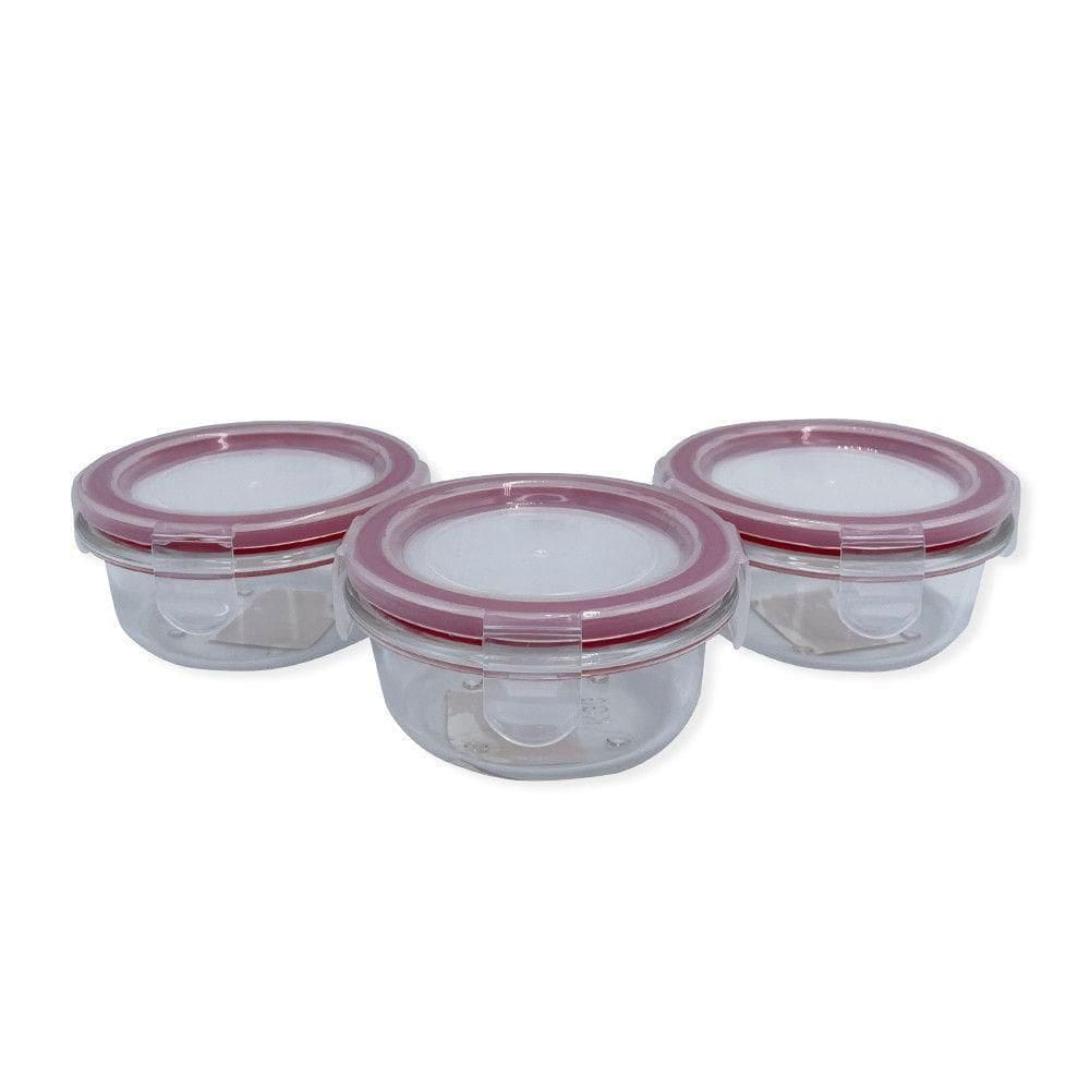 Conjunto 3 Potes De Vidro Com Tampa Hermética Vasilha Para Guardar Comida Redonda 150ml