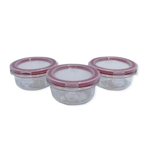 Conjunto 3 Potes De Vidro Com Tampa Hermética Vasilha Para Guardar Comida Redonda 150ml