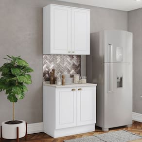 Cozinha Compacta Americana 4 Portas 3 Prateleiras 100% Mdf Branco - Henn